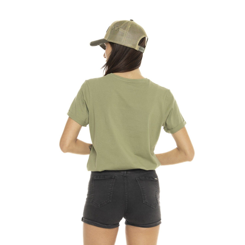 T-shirt à col rond manches courtes femme Logo Leopard