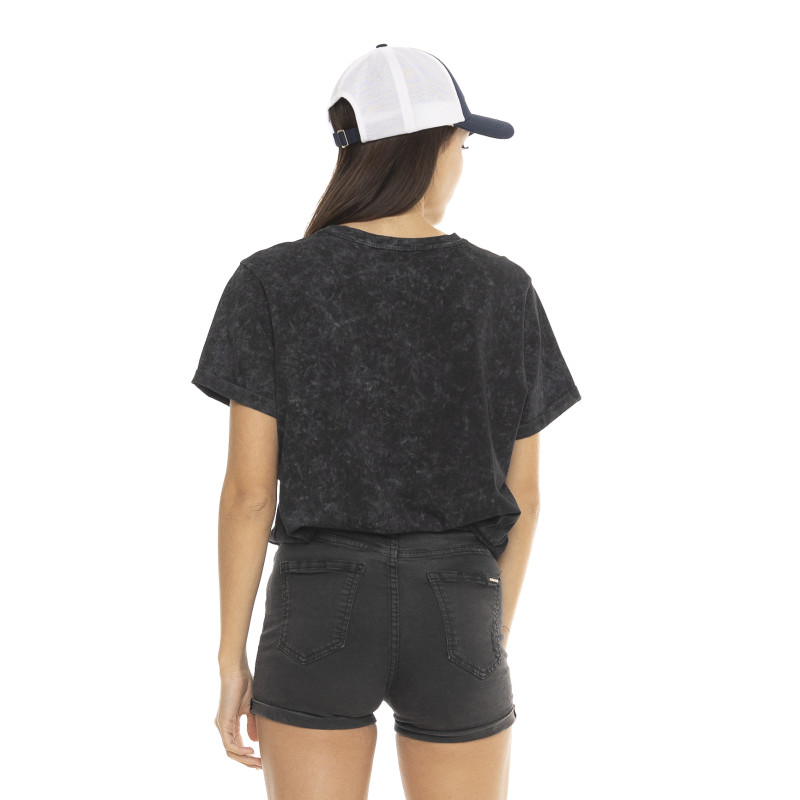 Tee Shirt Noir coupe Regular Col rond effet Tie and Dye PINUP | Femme - Vondutch | Von Dutch