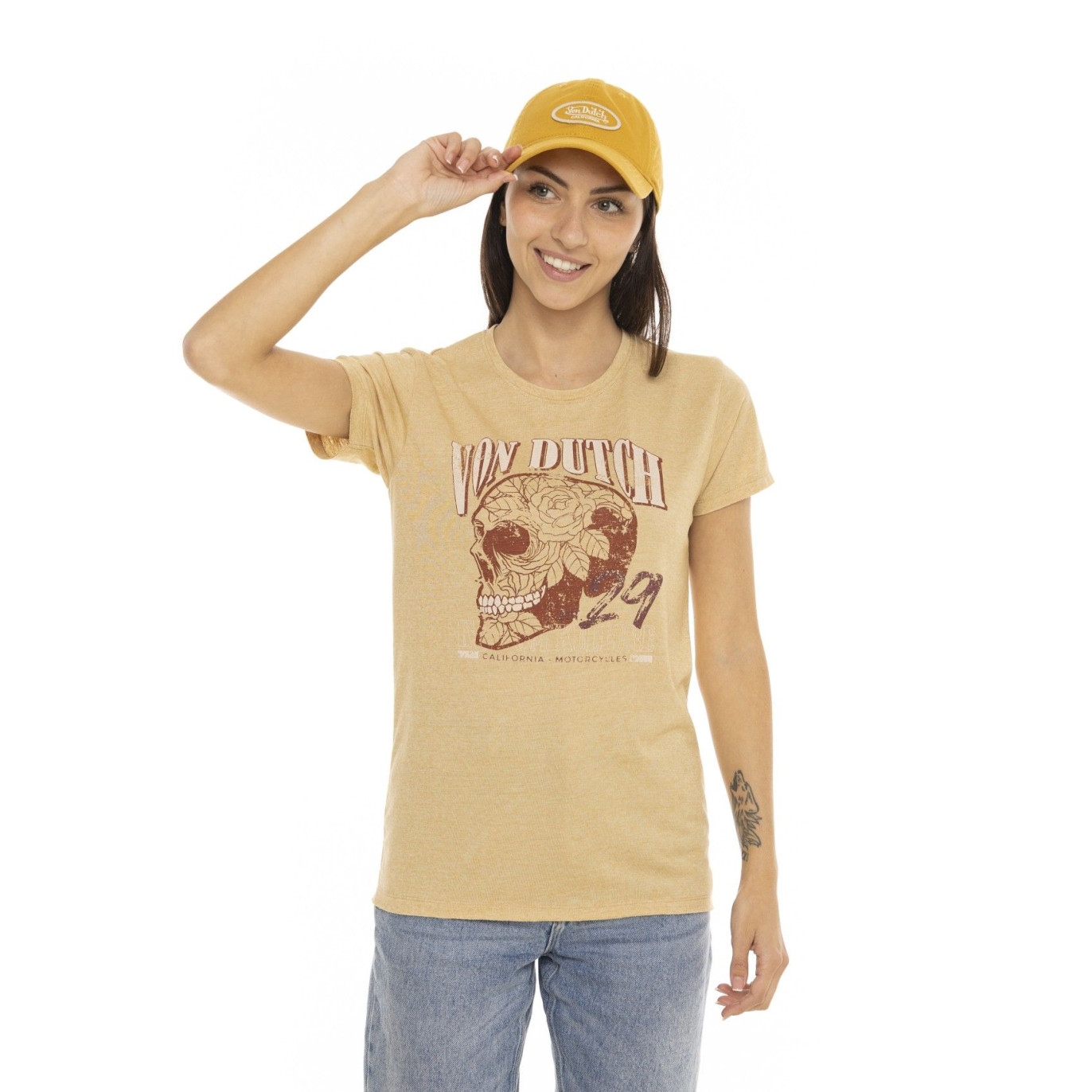 T-shirt à col rond manches courtes femme Spring Skull