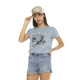 Tee Shirt Bleu coupe Regular Col rond effet Chiné SKULL | Femme - Vondutch | Von Dutch