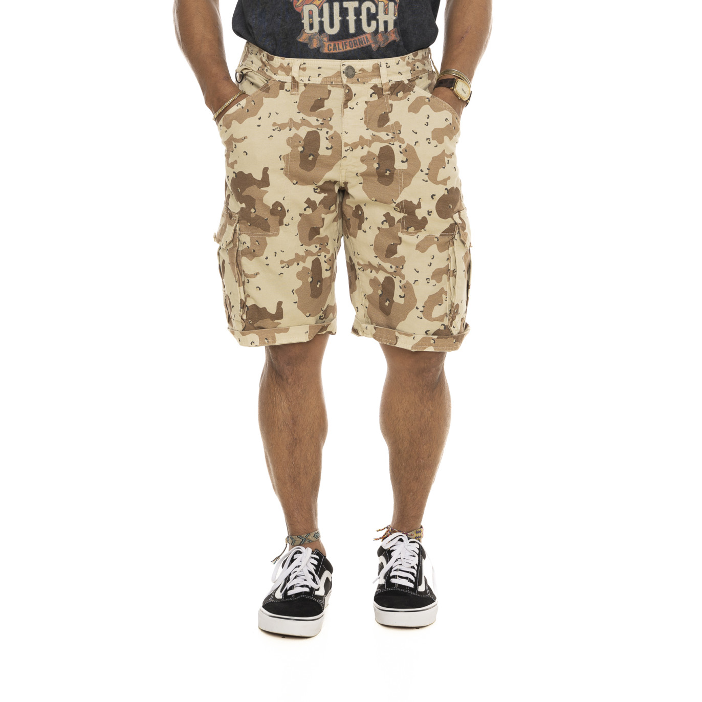 Bermuda Cargo en Coton coupe Court Beige Imprimé Camouflage | Homme - Vondutch | Von Dutch