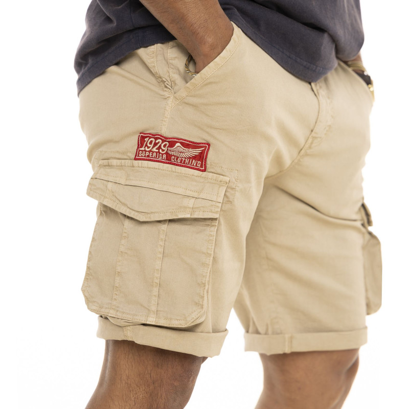 Bermuda en Coton coupe Court Beige Ceinture Elastique | Homme - Vondutch