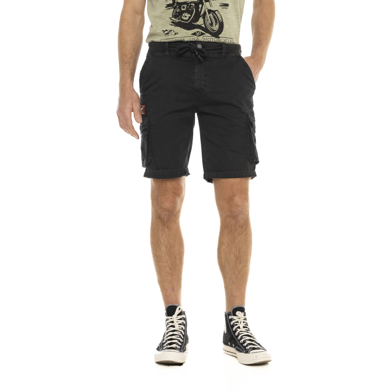 Bermuda en Coton coupe Court Noir Ceinture Elastique | Homme - Vondutch | Von Dutch
