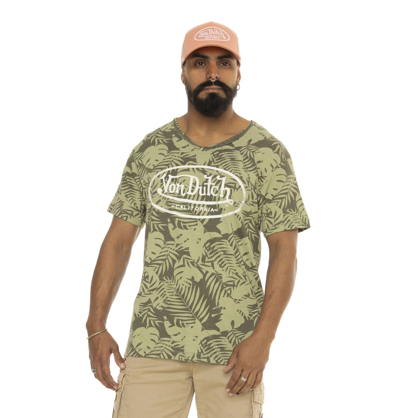 Tee Shirt Kaki coupe Regular Coton Imprimé Col rond RON | Homme - Vondutch | Von Dutch