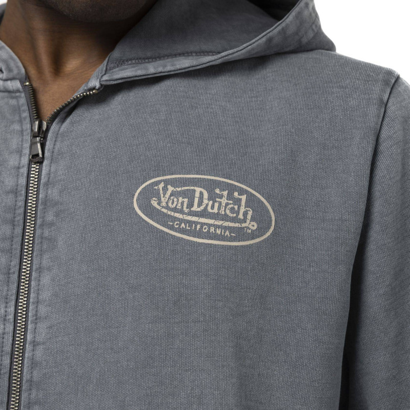 Sweat à capuche Zippé coupe Comfort fit Gris CRUZ | Homme - Vondutch | Von Dutch