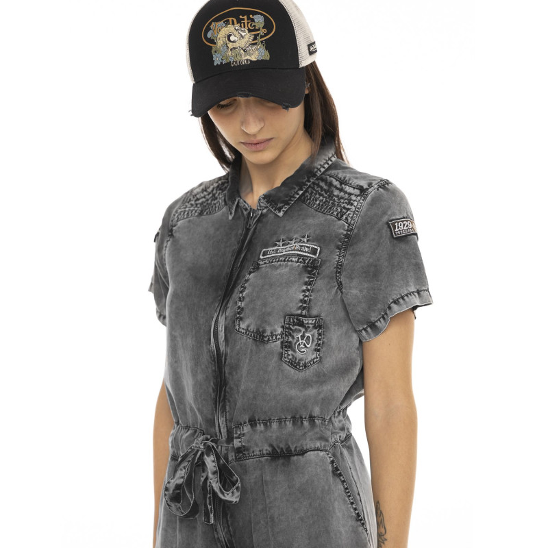 Combi pantalon zippé à manches courtes femme avec patch Original