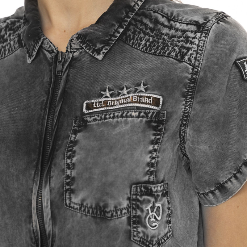 Combi pantalon zippé à manches courtes femme avec patch Original