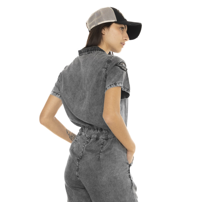 Combi pantalon zippé à manches courtes femme avec patch Original