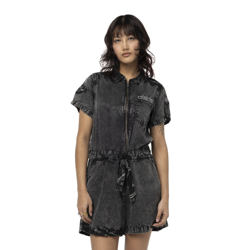 Combi short zippé à manches courtes femme avec patch Ltd Original | Von Dutch