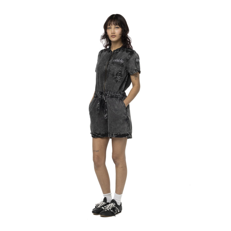 Combi short zippé à manches courtes femme avec patch Ltd Original | Von Dutch