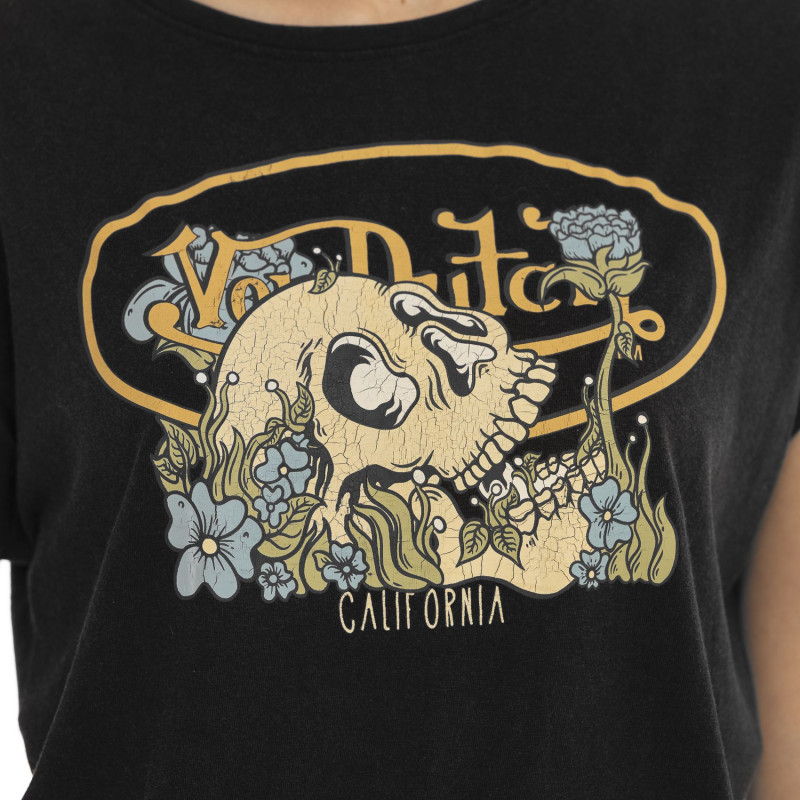 Tee Shirt Noir coupe Regular Col rond SKULL | Femme - Vondutch | Von Dutch