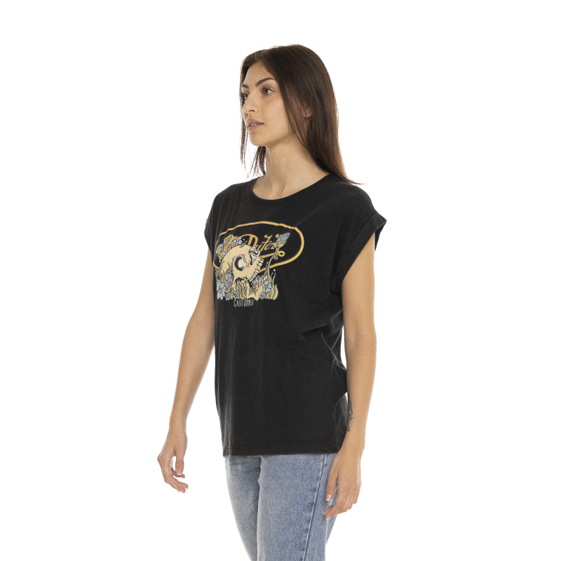 Tee Shirt Noir coupe Regular Col rond SKULL | Femme - Vondutch | Von Dutch