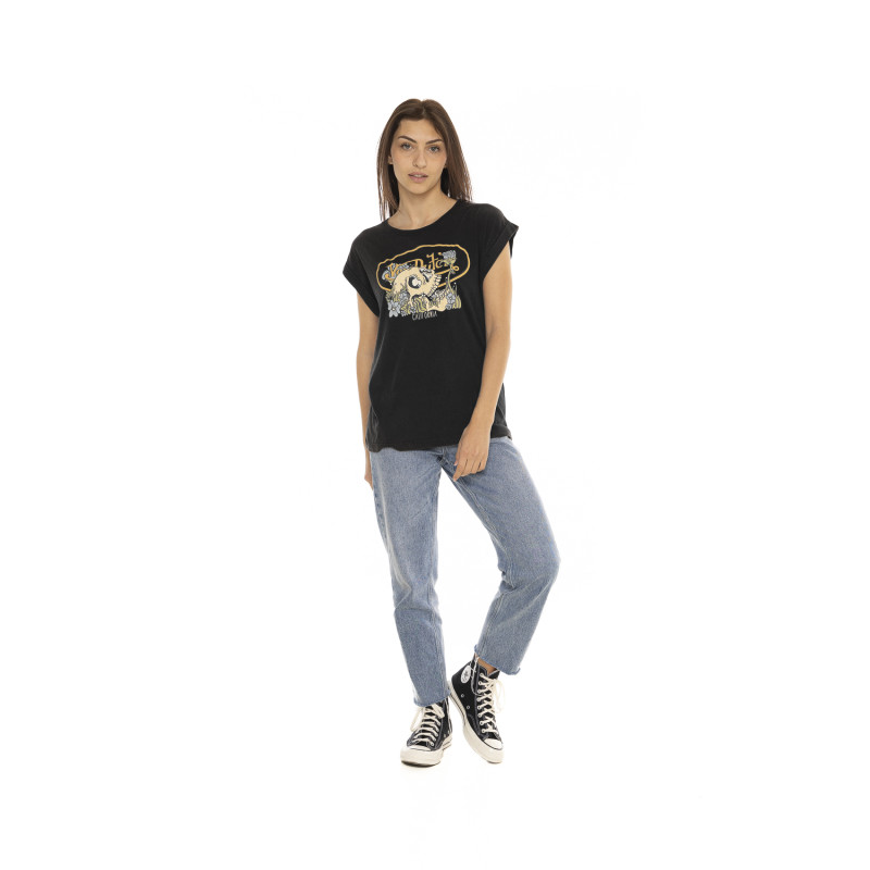 Tee Shirt Noir coupe Regular Col rond SKULL | Femme - Vondutch | Von Dutch