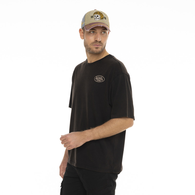 Tee Shirt Noir coupe Relaxed fit Col rond effet Flammé HEART | Homme - Vondutch | Von Dutch