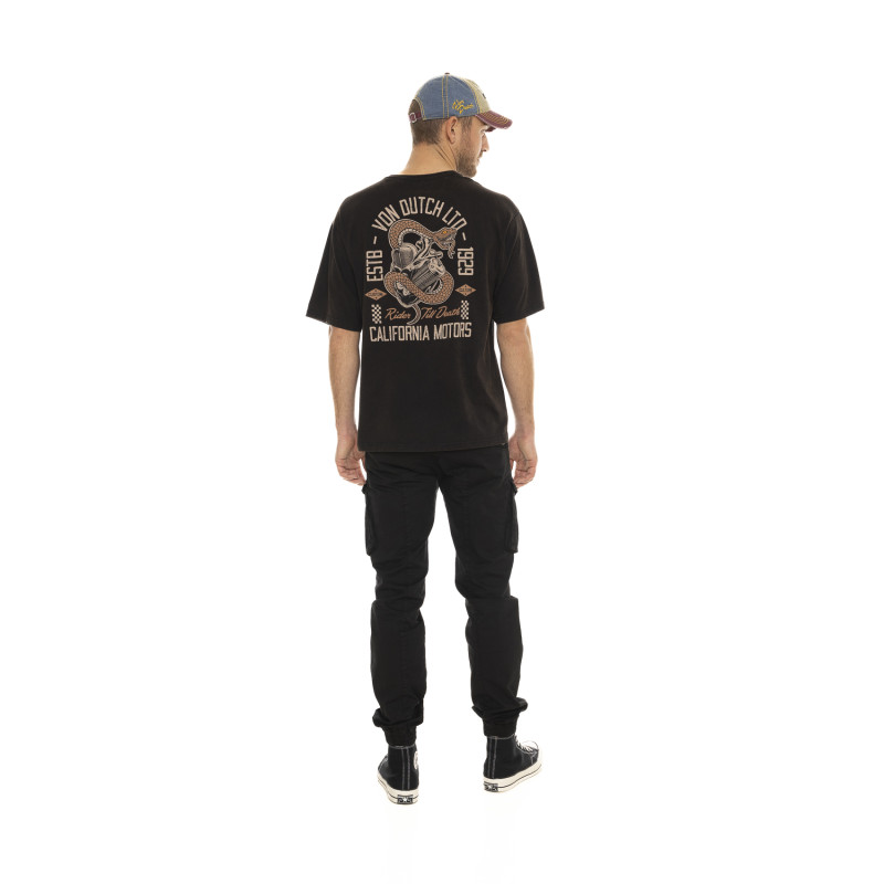 Tee Shirt Noir coupe Relaxed fit Col rond effet Flammé HEART | Homme - Vondutch | Von Dutch