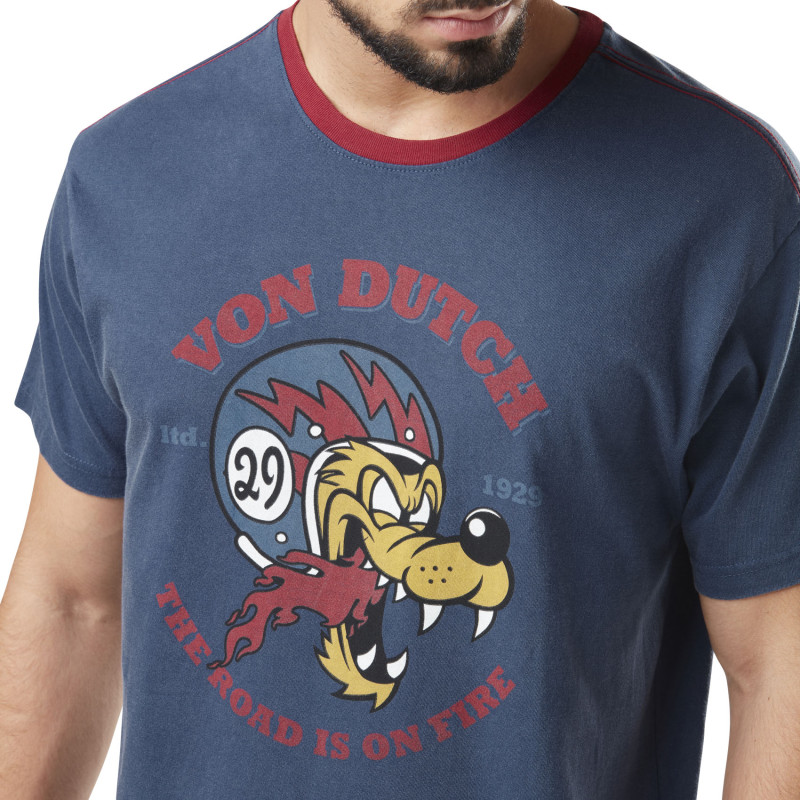 Tee Shirt Bleu coupe Régular Col rond WOLF | Homme - Vondutch | Von Dutch