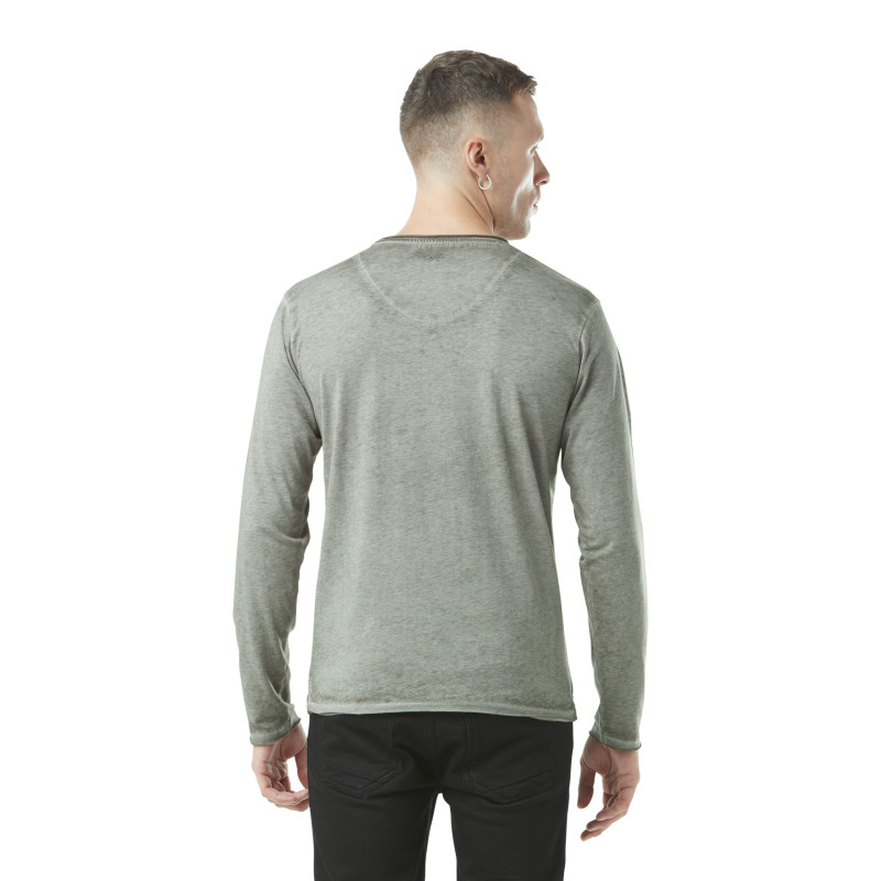 Tee Shirt Vert coupe Slim Col V Manches Longues effet Délavé, Flammé ROB | Homme - Vondutch | Von Dutch