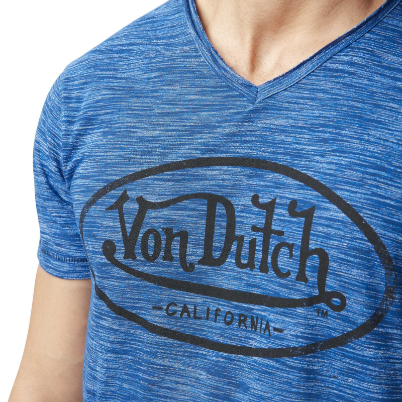 Tee Shirt Bleu coupe Regular Col V effet Strié RON | Homme - Vondutch | Von Dutch
