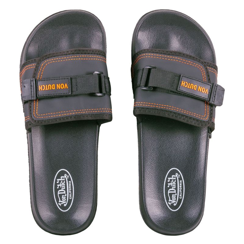 Claquettes noires réglables à scratch homme Malibu | Von Dutch