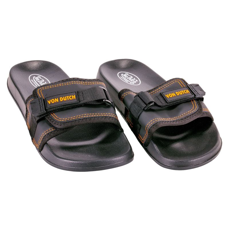 Claquettes noires réglables à scratch homme Malibu | Von Dutch