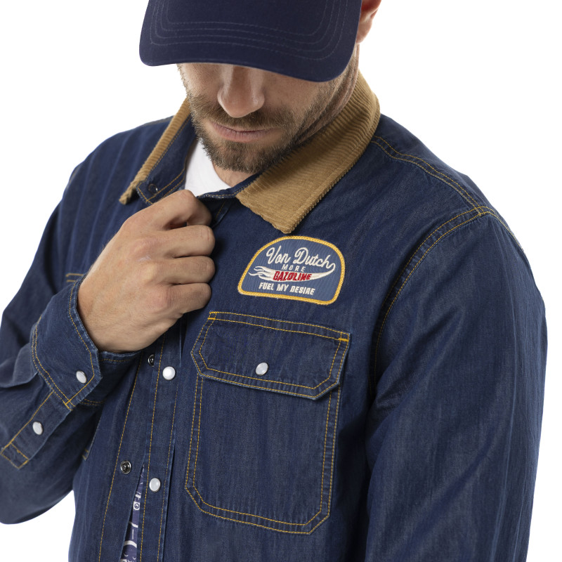Chemise en Coton Denim coupe Régular Manches longues Bleue FUEL | Homme - Vondutch | Von Dutch