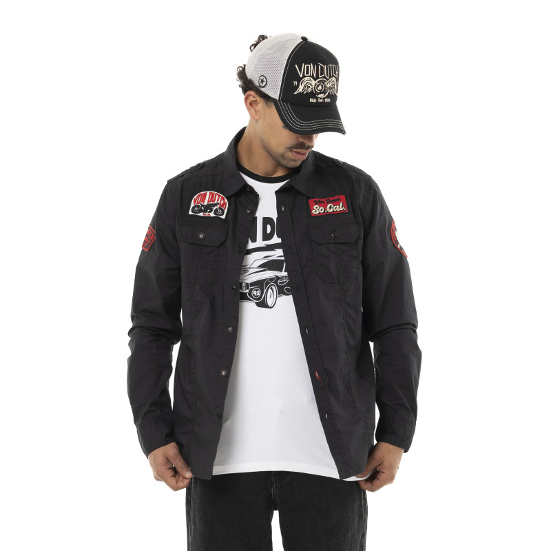 Chemise en Coton coupe Régular Manches longues Noire PICK | Homme - Vondutch | Von Dutch