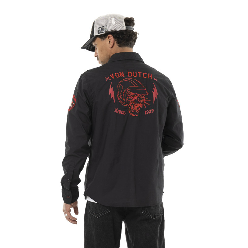 Chemise en Coton coupe Régular Manches longues Noire PICK | Homme - Vondutch | Von Dutch