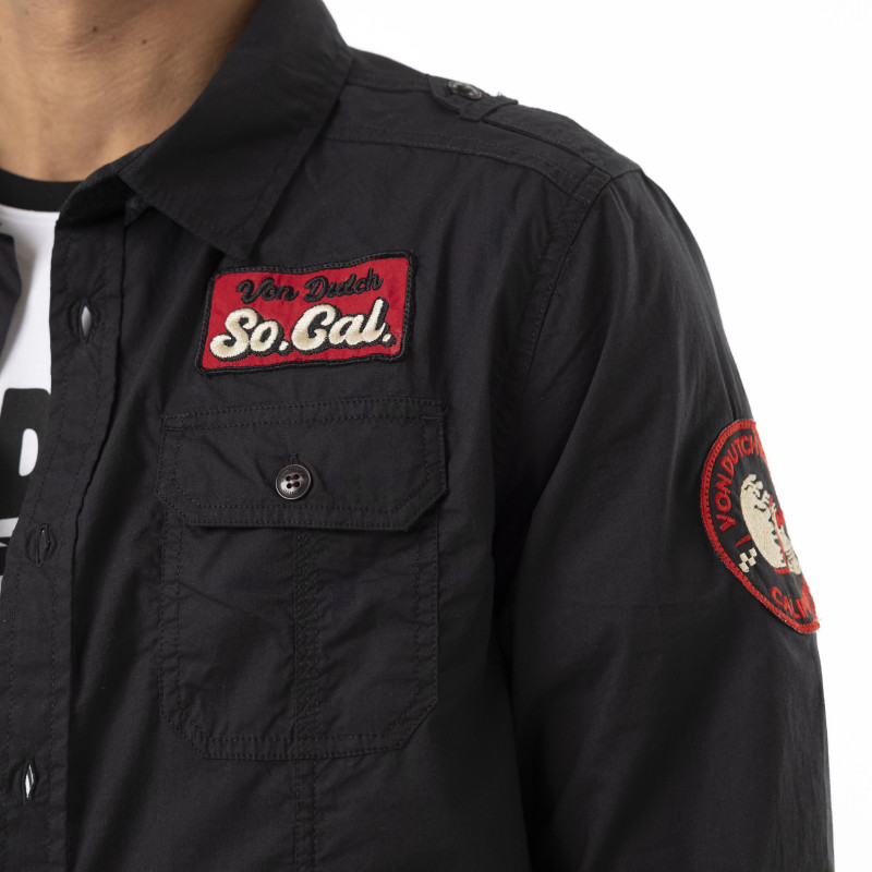 Chemise en Coton coupe Régular Manches longues Noire PICK | Homme - Vondutch | Von Dutch