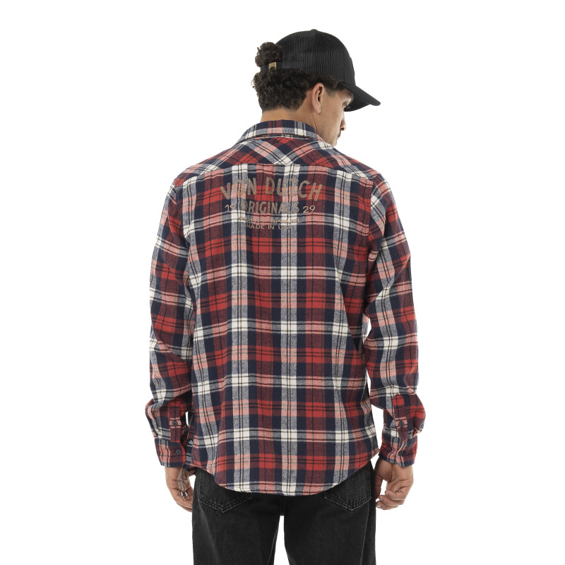 Chemise homme manches longues en flanelle à carreaux logo dos Tyler