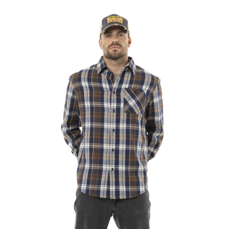 Chemise homme manches longues en flanelle à carreaux logo dos Tyler