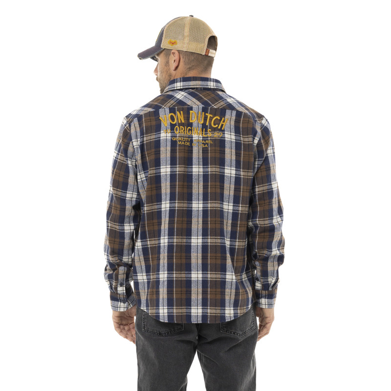 Chemise homme manches longues en flanelle à carreaux logo dos Tyler