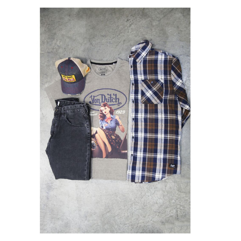 Chemise en Flanelle à carreaux coupe Régular Manches longues Marron TYLER | Homme - Vondutch | Von Dutch