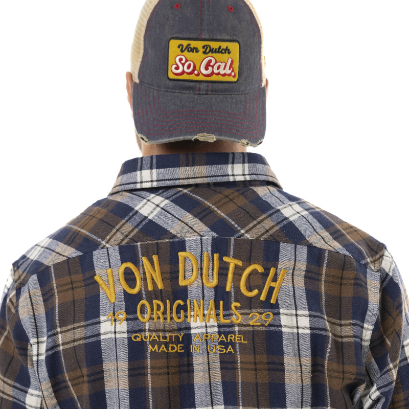 Chemise en Flanelle à carreaux coupe Régular Manches longues Marron TYLER | Homme - Vondutch | Von Dutch