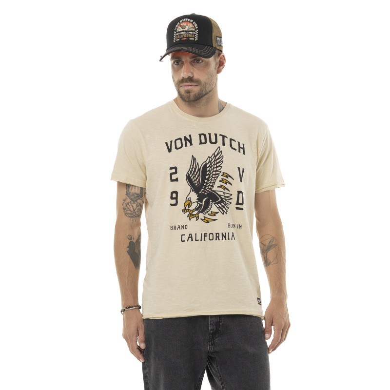 T-shirt homme col rond regular en coton print devant Brave