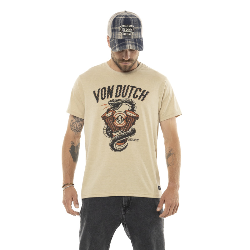 T-shirt homme col rond chiné regular print devant Vibra