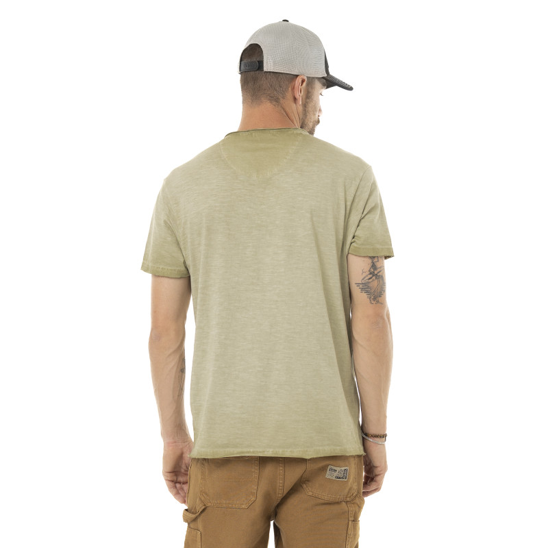 T-shirt homme col V en coton print devant Lighter