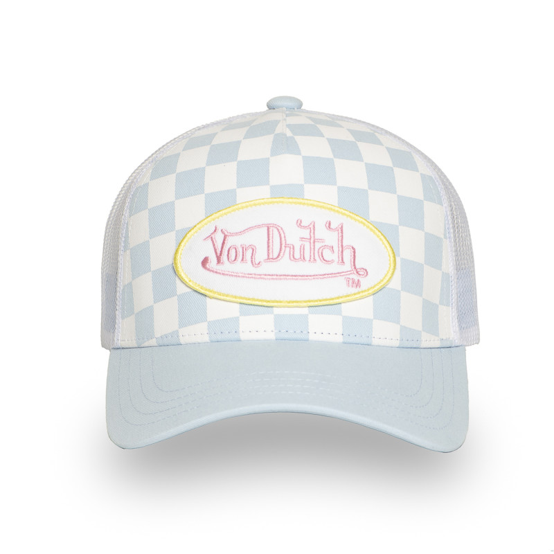 Casquette Vondutch Bleue Trucker Snapback DAMIER | Von Dutch