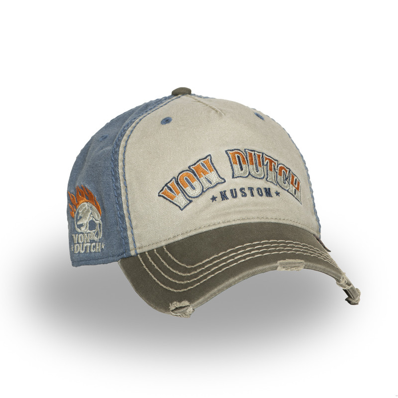 Casquette Vondutch Beige Baseball Strapback / Boucle effet Usé RETRO | Von Dutch