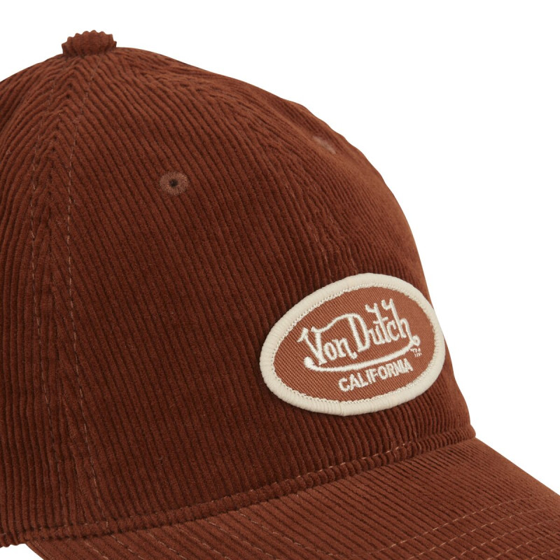 Casquette Vondutch Marron Dad cap Strapback / Boucle en Velours côtelé LOG | Von Dutch