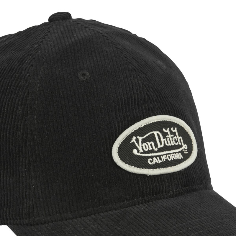 Casquette Vondutch Noire Dad cap Strapback / Boucle en Velours côtelé LOG | Von Dutch