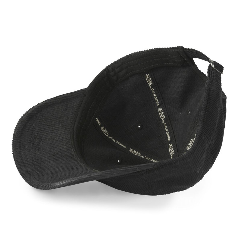 Casquette Vondutch Noire Dad cap Strapback / Boucle en Velours côtelé LOG | Von Dutch