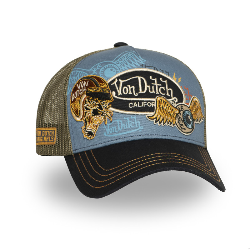 Casquette Vondutch Bleue Trucker Snapback PATCHES | Von Dutch