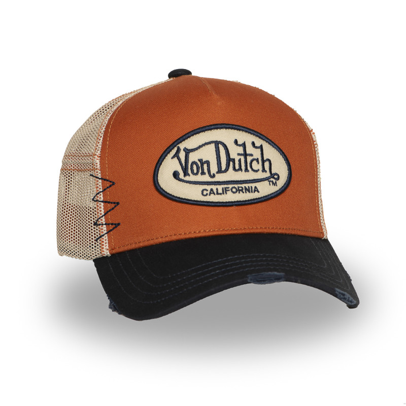 Casquette Vondutch Marron Trucker Snapback effet Usé USED | Von Dutch