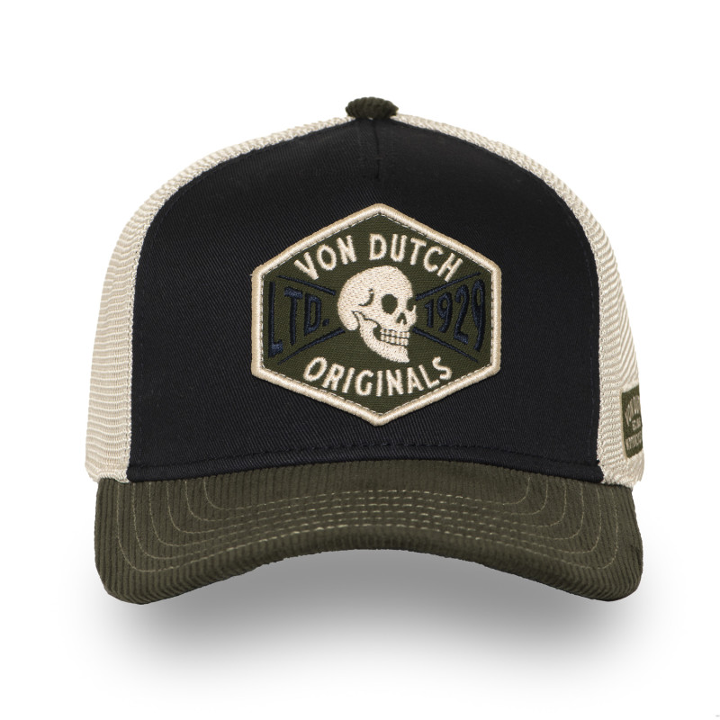 Casquette trucker semi curve visiere en velours avec badge