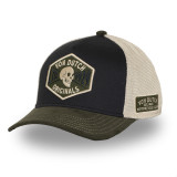 Casquette trucker semi curve visiere en velours avec badge