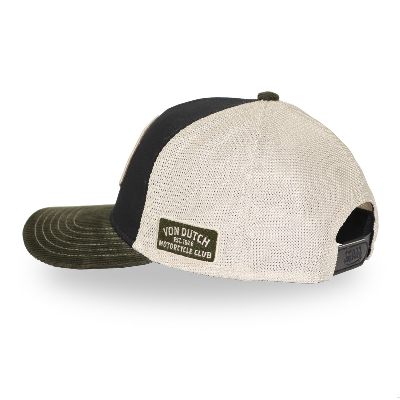 Casquette trucker semi curve visiere en velours avec badge