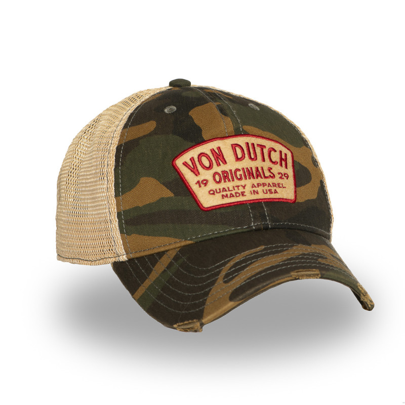 Casquette Vondutch Kaki Trucker Snapback effet Usé MAC | Von Dutch