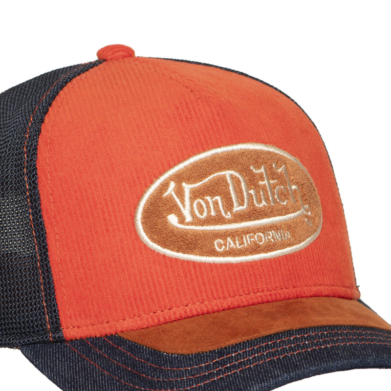 Casquette Vondutch Orange Trucker Snapback en Suedine SHIELD | Von Dutch