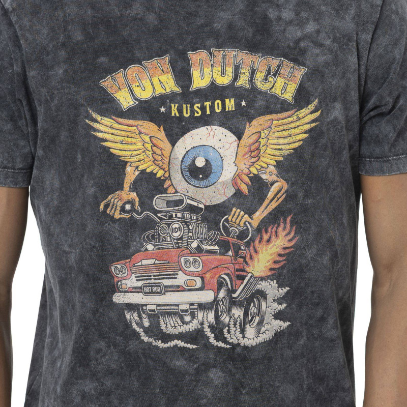 T-shirt homme col rond en jersey acid wash et print devant Cars