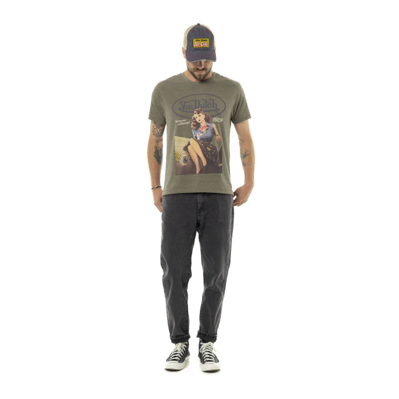 Tee Shirt Kaki coupe Régular Col rond effet Chiné UP | Homme - Vondutch | Von Dutch